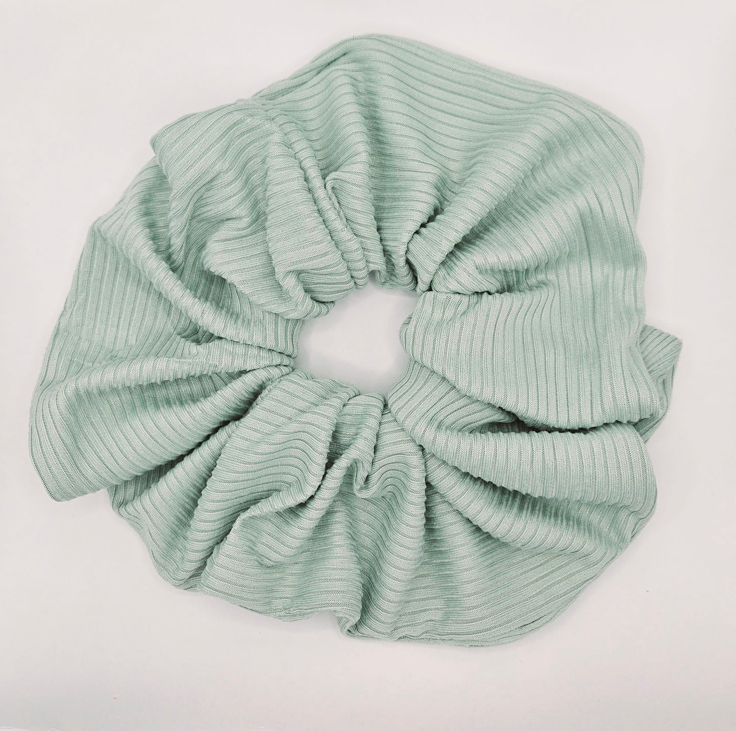 Sage Green Soft Ribbed XL Scrunchie - Extra Large Hair Tie for Thick Hair