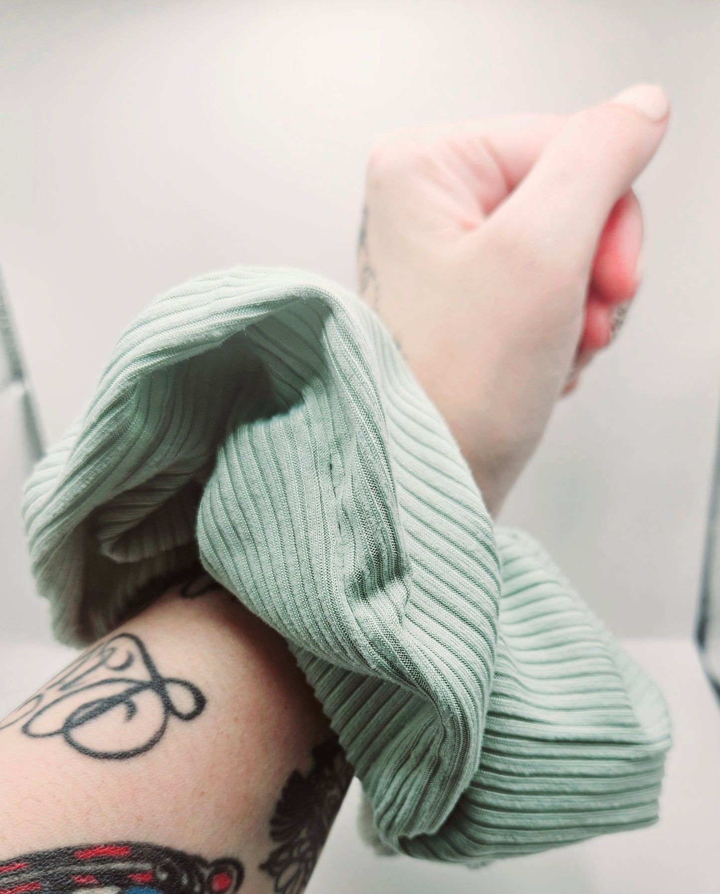Sage Green Soft Ribbed XL Scrunchie - Extra Large Hair Tie for Thick Hair